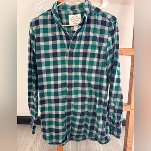 St. John's Bay Green and Navy Checkered Shirt